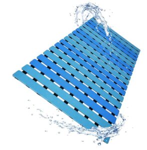 luxuryou non slip bathtub mat | double-layered shower floor mat with suction cups | ez-dry construction | non-toxic, bpa, latex, phthalate, pvc free (wave)
