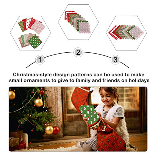 20pcs Christmas Cotton Fabric Bundles Sewing Square Fabric Christmas Patterns Quilting Fabric Patchwork Precut Fabric Scraps for DIY Craft Christmas Party Supplies Random Style