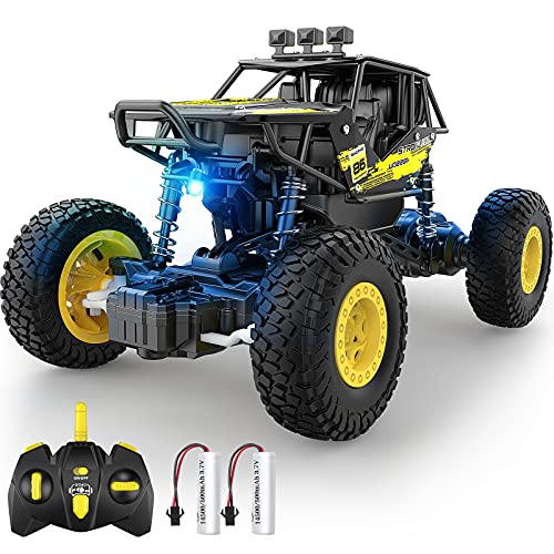 DoDoeleph Remote Control Car Metal,RC Monster Trucks,1/20 Scale LED 2WD 4 Channel All Terrains Off Road Vehicle 2X Rechargeable Batteries 54+mins Running Toy Gift for Boys Girls Kids Adults