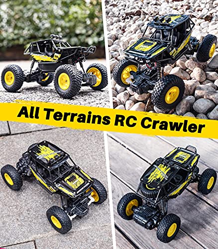 DoDoeleph Remote Control Car Metal,RC Monster Trucks,1/20 Scale LED 2WD 4 Channel All Terrains Off Road Vehicle 2X Rechargeable Batteries 54+mins Running Toy Gift for Boys Girls Kids Adults