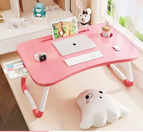 Foldable Bed Table for Laptop, Laptop Desk Table Stand, Laptop Bed Tray Table with Storage Drawer, Notebook Stand Lap Desk for Writing Reading Eating, Portable Laptop Table for Bed Sofa Floor