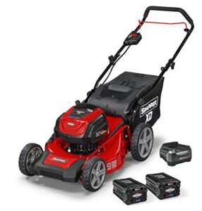 snapper xd 82v max cordless electric 19" push lawn mower, includes kit of 2 2.0 batteries and rapid charger (renewed)