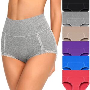 MISSWHO Womens Underwear Cotton High Waisted Panties Soft Tummy Control Calzones De Mujer Briefs For Ladies My Orders Placed By Me Your Recent Delivered (Multipack,Large)