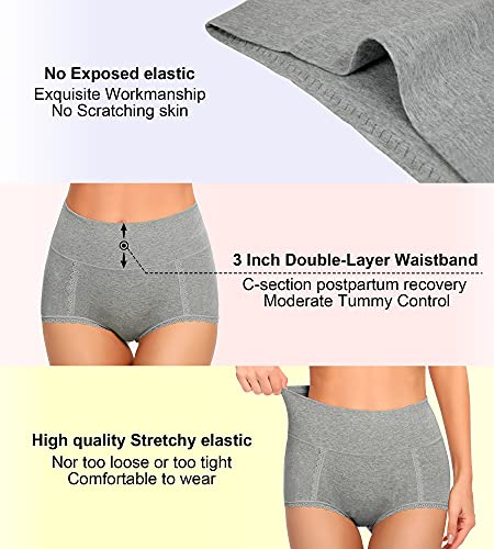 MISSWHO Womens Underwear Cotton High Waisted Panties Soft Tummy Control Calzones De Mujer Briefs For Ladies My Orders Placed By Me Your Recent Delivered (Multipack,Large)