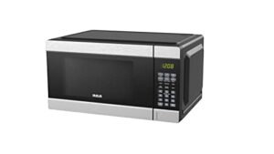 rca rmw1178 1.1 cu ft stainless steel countertop microwave oven, multi function, programmable, 1000w, residential kitchen, stainless
