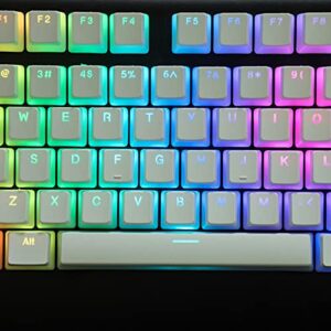 YMDK ANSI ISO PBT Doubleshot Shine Through Pudding Keycaps Suitable for MX Mechanical Keyboard Corsair Razer DK SF KBD75 68 Keychron (White Pudding Full Set)