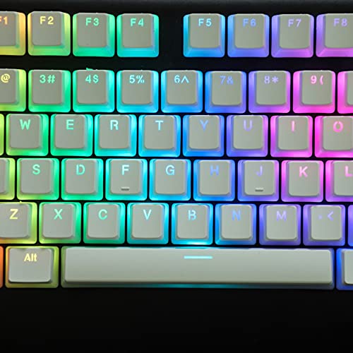 YMDK ANSI ISO PBT Doubleshot Shine Through Pudding Keycaps Suitable for MX Mechanical Keyboard Corsair Razer DK SF KBD75 68 Keychron (White Pudding Full Set)