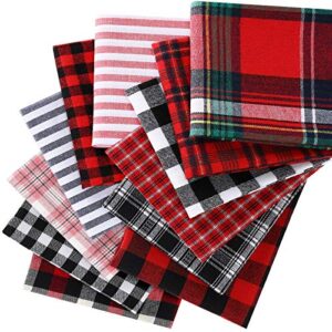 12 pieces christmas cotton fabric squares bundles buffalo plaid stripe fat quarters 19.5 x 15.7 inch charm yarn-dyed checked cloth quilting fabric scraps for diy crafting sewing patchwork