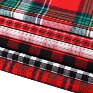 12 Pieces Christmas Cotton Fabric Squares Bundles Buffalo Plaid Stripe Fat Quarters 19.5 x 15.7 Inch Charm Yarn-Dyed Checked Cloth Quilting Fabric Scraps for DIY Crafting Sewing Patchwork