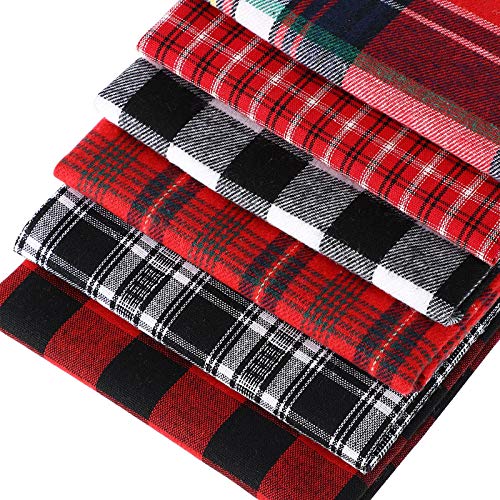 12 Pieces Christmas Cotton Fabric Squares Bundles Buffalo Plaid Stripe Fat Quarters 19.5 x 15.7 Inch Charm Yarn-Dyed Checked Cloth Quilting Fabric Scraps for DIY Crafting Sewing Patchwork