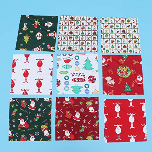 MILISTEN 6pcs Christmas Cotton Fabric Xmas Theme Quilting Cloth Piece Fat Patchwork Bundles Quarters Precut Scraps for Xmas Dress Cloth Bag DIY Sewing Craft 20x25cm Random Pattern