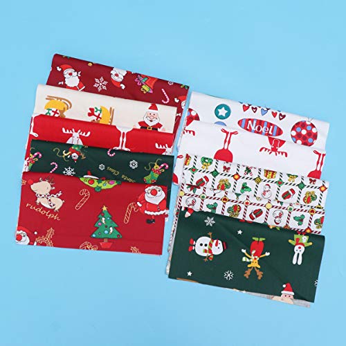 MILISTEN 6pcs Christmas Cotton Fabric Xmas Theme Quilting Cloth Piece Fat Patchwork Bundles Quarters Precut Scraps for Xmas Dress Cloth Bag DIY Sewing Craft 20x25cm Random Pattern