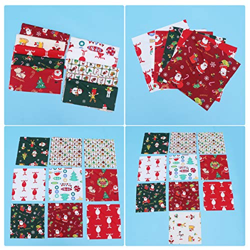 MILISTEN 6pcs Christmas Cotton Fabric Xmas Theme Quilting Cloth Piece Fat Patchwork Bundles Quarters Precut Scraps for Xmas Dress Cloth Bag DIY Sewing Craft 20x25cm Random Pattern