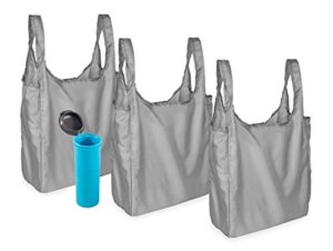 camco 53104 grab-a-bag shopping bag canister - an eco-friendly shopping solution - includes (3) reusable shopping bags