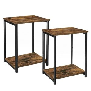 vasagle side tables set of 2, small end table, nightstand for living room, bedroom, office, bathroom, rustic brown and black ulet272b01