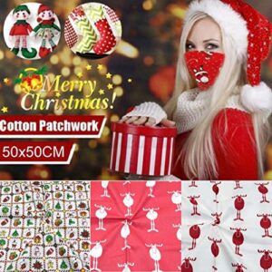 6PCS 50cm x 50cm Christmas Cotton Fabric Bundles Sewing Patchwork Squares Precut Fabric Scraps Suitable for DIY Sewing Quilting Christmas Gifts and Various Handicrafts