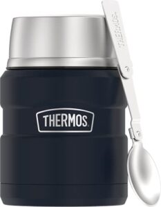 thermos stainless king vacuum-insulated food jar with spoon, 16 ounce, midnight blue