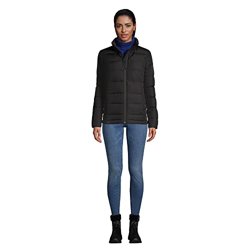 Lands' End Womens Puffer Down Jacket Black Regular Medium