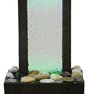 Nature's Mark 10" H Crackled Glass Light Show Tabletop Water Fountain with Natural River Rocks and Color Changing LED Lights (Corded)