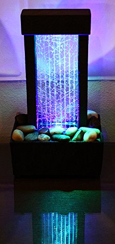 Nature's Mark 10" H Crackled Glass Light Show Tabletop Water Fountain with Natural River Rocks and Color Changing LED Lights (Corded)