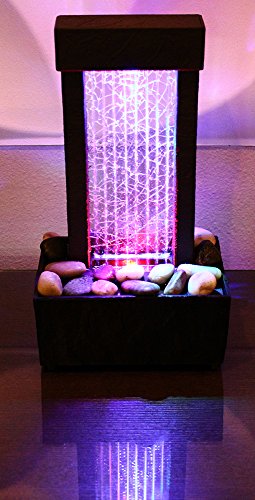 Nature's Mark 10" H Crackled Glass Light Show Tabletop Water Fountain with Natural River Rocks and Color Changing LED Lights (Corded)