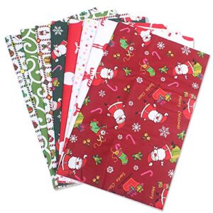 MoonyLI 8Pcs Christmas Cotton Fabric Bundle Quilting Patchwork Precut Santa Claus Printed Fabric Scraps Xmas Sewing Crafting DIY Supplies