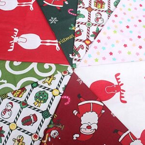 MoonyLI 8Pcs Christmas Cotton Fabric Bundle Quilting Patchwork Precut Santa Claus Printed Fabric Scraps Xmas Sewing Crafting DIY Supplies