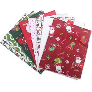 MoonyLI 8Pcs Christmas Cotton Fabric Bundle Quilting Patchwork Precut Santa Claus Printed Fabric Scraps Xmas Sewing Crafting DIY Supplies