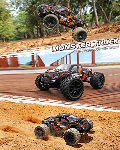 HAIBOXING 1:18 Scale RC Monster Truck 18859E 36km/h Speed 4X4 Off Road Remote Control Truck,Waterproof Electric Powered RC Cars All Terrain Toys Vehicle with 2 Batteries,Xmas Gifts for Kid and Adults