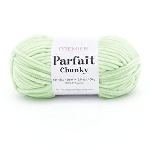 premier parfait chunky yarn, super bulky yarn, ideal yarn for knitting and crocheting, chenille yarn, key lime, 3.5 oz, 131 yards