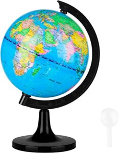 wizdar 5.5" world globe for kids learning, educational rotating world map globes mini size decorative earth children globe for classroom geography teaching, desk & office decoration-5.5 inch