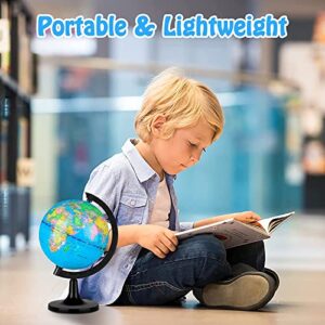 Wizdar 5.5" World Globe for Kids Learning, Educational Rotating World Map Globes Mini Size Decorative Earth Children Globe for Classroom Geography Teaching, Desk & Office Decoration-5.5 inch