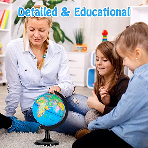 Wizdar 5.5" World Globe for Kids Learning, Educational Rotating World Map Globes Mini Size Decorative Earth Children Globe for Classroom Geography Teaching, Desk & Office Decoration-5.5 inch