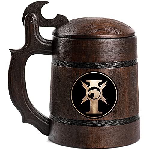 Adeptus Custodes Beer Stein, Personalized 40k Wooden Beer Mug, Custom Gamer Gift, Video Gamer Tankard, Gift for Men, Gift for Him, Geek Gift