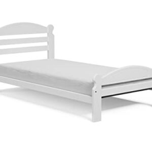 Twin Bed White Arizona Wooden Single Bed Frame Easy to Assemble Crafted from Solid Pine Wood with Wooden Slats Includes 33.85 Tall Headboard and Footboard