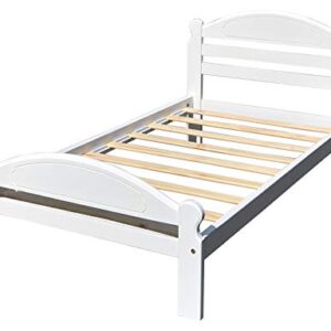 Twin Bed White Arizona Wooden Single Bed Frame Easy to Assemble Crafted from Solid Pine Wood with Wooden Slats Includes 33.85 Tall Headboard and Footboard