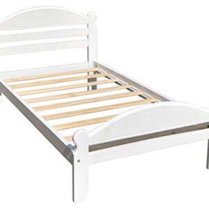 Twin Bed White Arizona Wooden Single Bed Frame Easy to Assemble Crafted from Solid Pine Wood with Wooden Slats Includes 33.85 Tall Headboard and Footboard