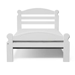 Twin XL Bed White Finish Arizona Wooden Single Bed Frame Easy to Assemble Crafted from Solid Pine Wood with Wooden Slats Includes 33.85 Tall Headboard and Footboard