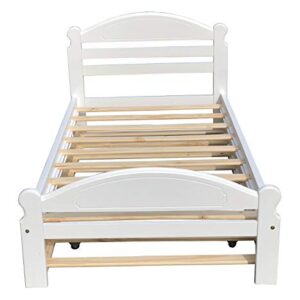 Twin XL Bed White Finish Arizona Wooden Single Bed Frame Easy to Assemble Crafted from Solid Pine Wood with Wooden Slats Includes 33.85 Tall Headboard and Footboard