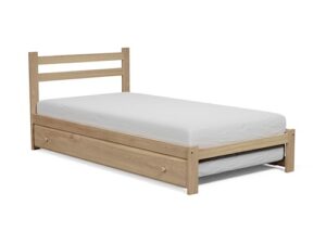 twin trundle bed wooden bed solid pine wood with slats support unfinished single wooden bed frame suitable for bedroom and wheeled trundle bed