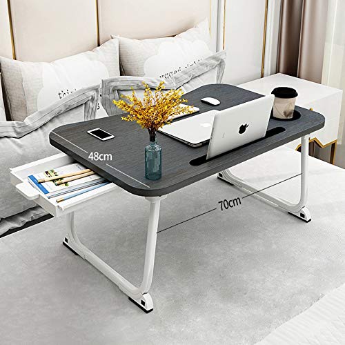 MGsten XXL Bed Table, Extra Large Portable Lap Desk with Cup Holder, Foldable Desk for Bed with Storage Drawer, Ergonomic Standing Lap Table Tray for Student Adult in Sofa(26.8”x18.2”x10.6”)