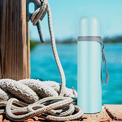 Thermos cup Coffee Thermos Bottle Coffee mugstainless steel cup Vacuum insulated cup Keep Drinks Hot or Cold (Aqua-Blue)