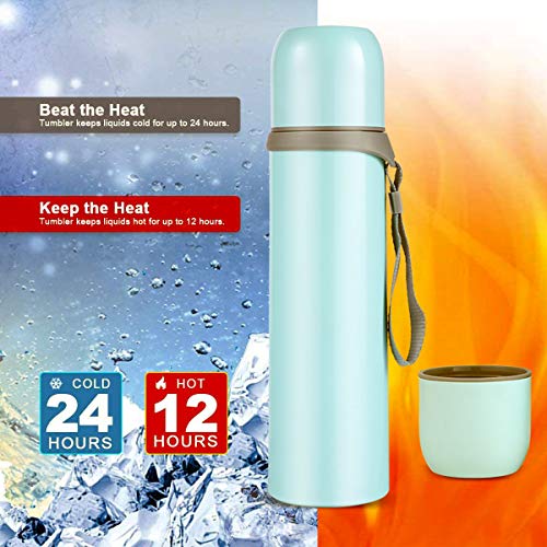 Thermos cup Coffee Thermos Bottle Coffee mugstainless steel cup Vacuum insulated cup Keep Drinks Hot or Cold (Aqua-Blue)