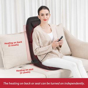 COMFIER Massage Seat Cushion with Heat - 10 Vibration Motors, Back Massager for Chair, Massage Chair Pad for Back Ideal Gifts for Women, Men (Renew)