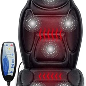 Snailax Massage Seat Cushion - Back Massager with Heat, 6 Vibration Massage Nodes & 2 Heat Levels, Massage Chair Pad for Home Office Chair