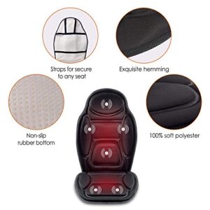 Snailax Massage Seat Cushion - Back Massager with Heat, 6 Vibration Massage Nodes & 2 Heat Levels, Massage Chair Pad for Home Office Chair