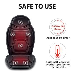 Snailax Massage Seat Cushion - Back Massager with Heat, 6 Vibration Massage Nodes & 2 Heat Levels, Massage Chair Pad for Home Office Chair