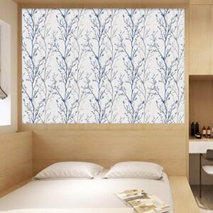 Melwod Grey Blue Tree Branches Peel and Stick Contact Paper 17.7" x 118" Modern Tree Branch Removable Wallpaper Natural Wall Paper Self-Adhesive Vinyl for Drawer Liner Furniture Crafts Accent Walls