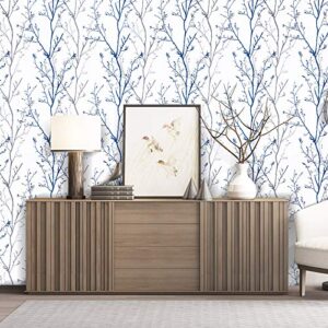 Melwod Grey Blue Tree Branches Peel and Stick Contact Paper 17.7" x 118" Modern Tree Branch Removable Wallpaper Natural Wall Paper Self-Adhesive Vinyl for Drawer Liner Furniture Crafts Accent Walls