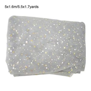 Honbay 5.5x1.7Yards Glitter Star Moon Sequin Tulle Net Yarn for Background Decoration or DIY Crafts Making (White) (Grey)